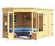Corner Summerhouse With Side Garden Storage Shed Dual Use Wooden Log Cabin 11x7