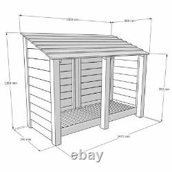 Cottesmore 4ft Outdoor Wooden Log Store Available With Doors UK Hand Made