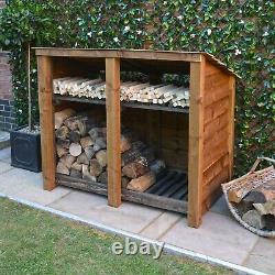 Cottesmore 4ft Outdoor Wooden Log Store Reversed Roof UK HAND MADE
