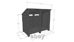 Cottesmore 4ft Outdoor Wooden Log Store Reversed Roof UK HAND MADE