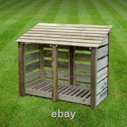Cottesmore 4ft Slatted Outdoor Wooden Log Store Clearance Stock- UK Handmade