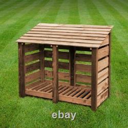 Cottesmore 4ft Slatted Outdoor Wooden Log Store Clearance Stock- UK Handmade