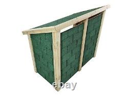 Delux Double Bay 4ft Wooden Outdoor Log Store, Covered With Bitumen Felt Tiles