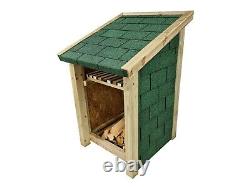 Delux79 Single Bay 4ft Wooden Outdoor Log Store, Covered With Bitumen Felt Tiles