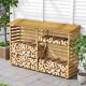 Double Bay Wooden Outdoor Log Store Garden Firewood Log Stacking Storage Shed