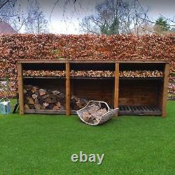 Empingham 4ft Outdoor Wooden Log Store Reversed Roof UK HAND MADE