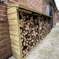 Enclosed Narrow 3m Extended Wooden Log Store Holds approximately 1.2m³ of logs