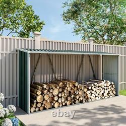 Extra Large Outdoor Wooden Log Store Metal Garden Shed Firewood Stacking Storage