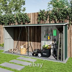 Extra Large Outdoor Wooden Log Store Metal Garden Shed Firewood Stacking Storage