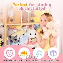 Extra Large Stuffed Animal Storage for Corner Organizer, Premium Wooden Materi