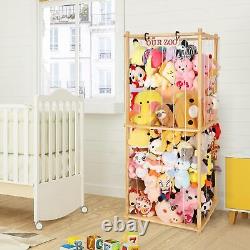 Extra Large Stuffed Animal Storage for Corner Organizer, Premium Wooden Materi