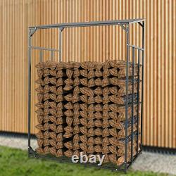 Extral Large Metal Firewood Log Rack Storage Shlef Stand Holder Store With Roof