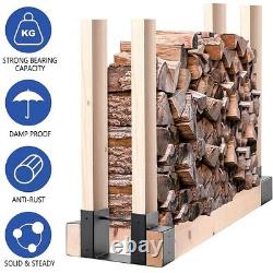Fireplace Wood Storage Holder Adjustable Log Rack Firewood Bracket Wooden