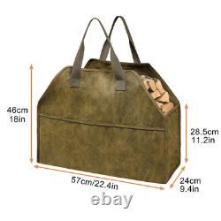 Fireplace Wooden Pouch Canvas Bag Log Firewood Storage Bag Fireplace Carrier Bag