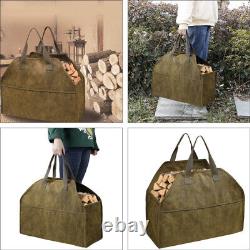 Fireplace Wooden Pouch Wood Canvas Tote Wood Stove Accessory