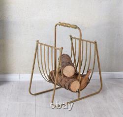 Firewood Basket Gold Metal Basket Firewood Storage Firewood Stand