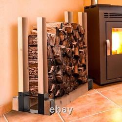 Firewood Rack Bracket Black Holder Log for Fireplace Wooden