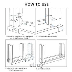 Firewood Rack Bracket Decorative Fireplace Outdoor Log Storage Metal Wooden