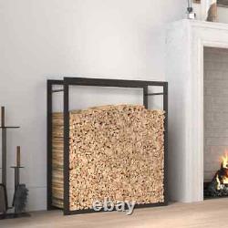Firewood Rack Matt Black Steel Wooden Storage Log Holder Multi Sizes 2023