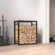 Firewood Rack Matt Black Steel Wooden Storage Log Holder Multi Sizes 2025