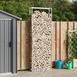 Firewood Rack Matt Black Steel Wooden Storage Log Holder Multi Sizes vidaXL