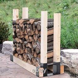 Firewood Storage Rack Shelf Outdoor Iron Holder Organizer Racks Wooden