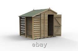 Forest 4Life 5x7 Apex Shed Wooden No Window with Lean To Log Store Free Delivery