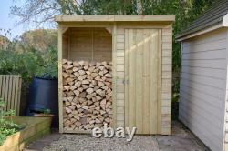 Forest Overlap Log Tool Store 5'12 or 8'11 x 2'10 Wooden Firewood Garden Storage