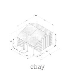 Forest Timberdale 10x8 Shed & Logstore Wooden Apex 2 Window Double Door Free Del