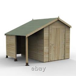 Forest Timberdale 8x6 Shed & Logstore Wooden Apex 25 Yr Guarantee Free Delivery