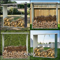 Galvanised Steel Outdoor Wooden Log Store Metal Garden Fire Wood Store Shed Pent