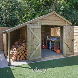 Garden Shed Log Store 10x8 Wooden Apex Timberdale Double Door Shed Workshop