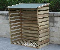 Garden Wooden Log Store Shed Double Wheelie Bin Rubbish Dustbin Storage Cover