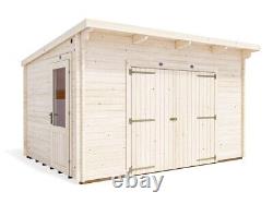 Garden Workshop Log Cabin Kit Heavy Duty Wooden Shed Storage EvilGenius 4m x 3m