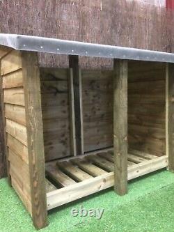 Gidleigh 5ft Wide Outdoor Wooden Log Store With Felt Roof With Optional Extras