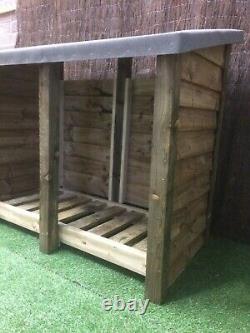 Gidleigh 5ft Wide Outdoor Wooden Log Store With Felt Roof With Optional Extras