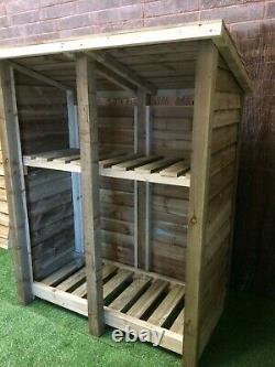 Gidleigh 5ft Wide Outdoor Wooden Log store Available With Reversed Roof