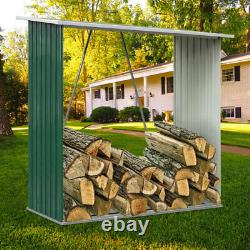 Green Wooden Log Store Wood Firewood Outdoor Garden Storage Logs Shed with Roof