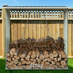 Green Wooden Log Store Wood Firewood Outdoor Garden Storage Logs Shed with Roof