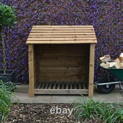 Greetham 4ft Outdoor Wooden Log Store Also Available With Doors UK Hand Made