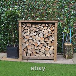 Greetham 4ft Outdoor Wooden Log Store Reversed Roof UK HAND MADE