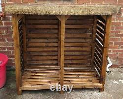 HEAVY DUTY DOUBLE BAY WOODEN LOG STORE collection only from PE34