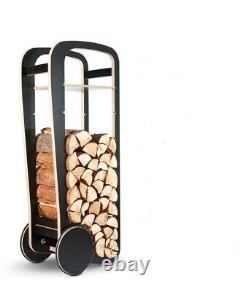 Halkovaunu Log Fire Wood Trolley Cart Storage On Wheels Stylish Transporter New