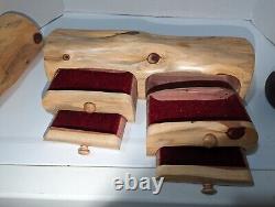 Handcrafted Wooden Log Cedar Jewelry Keepsake Box with Hidden Compartment Drawer