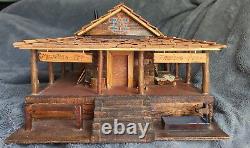 Handmade Wooden Storage- Jewelry Box Log Cabin Trading Post 14x17x10 Antique Art