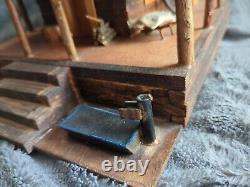 Handmade Wooden Storage- Jewelry Box Log Cabin Trading Post 14x17x10 Antique Art