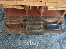 Handmade Wooden Storage- Jewelry Box Log Cabin Trading Post 14x17x10 Antique Art