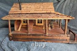 Handmade Wooden Storage- Jewelry Box Log Cabin Trading Post 14x17x10 Antique Art