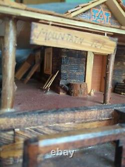 Handmade Wooden Storage- Jewelry Box Log Cabin Trading Post 14x17x10 Antique Art