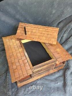 Handmade Wooden Storage- Jewelry Box Log Cabin Trading Post 14x17x10 Antique Art